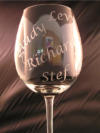 Glasgraveren  wijnglas met namen